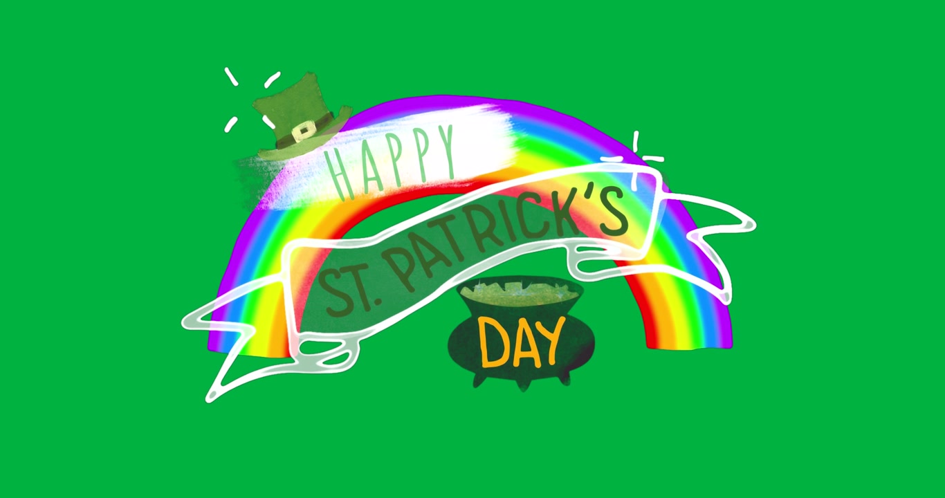 Designer grafici che creano arte per il Giorno di San Patrizio che mostra un cappello a calderone arcobaleno su sfondo trasparente