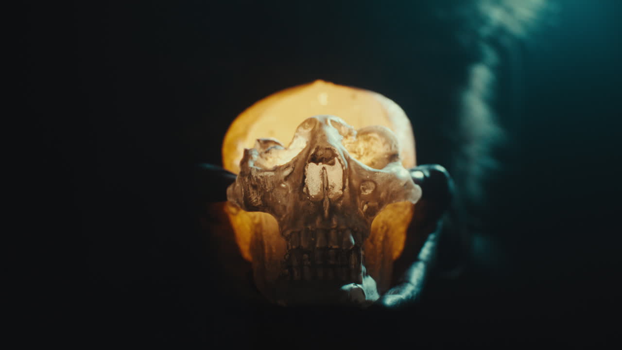 A creepy witch during the night storm