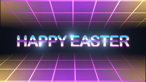 celebrate easter with a neon grid of purple and yellow, radiating happiness