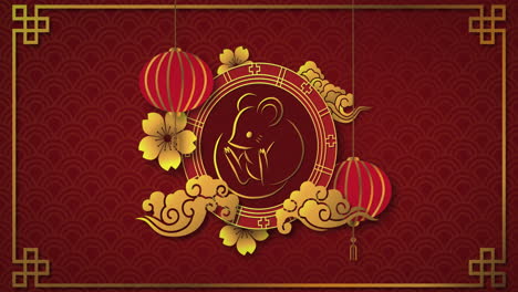 chinese new year animation of a rat in a spinning wheel 4k