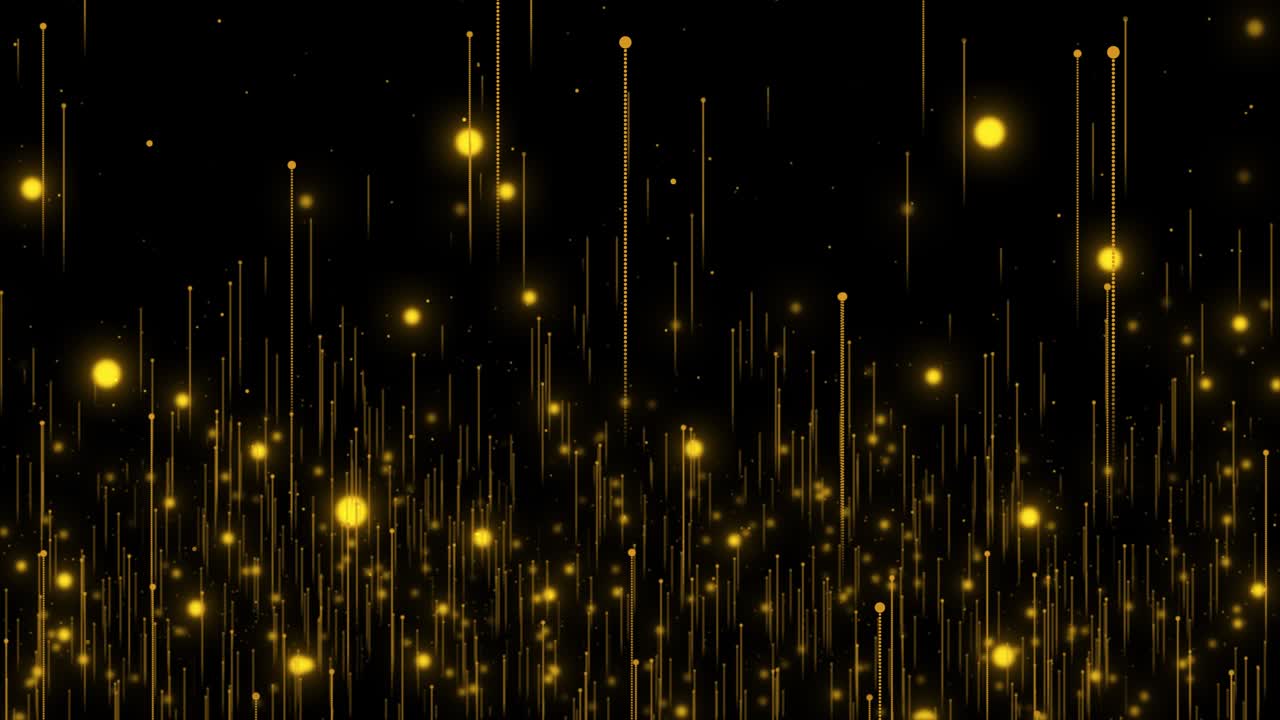 Golden Particles and Lines Abstract Background