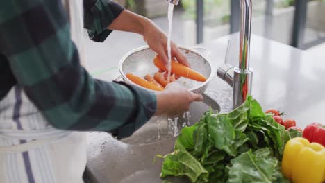 video of hands of asian woman washing vegetables