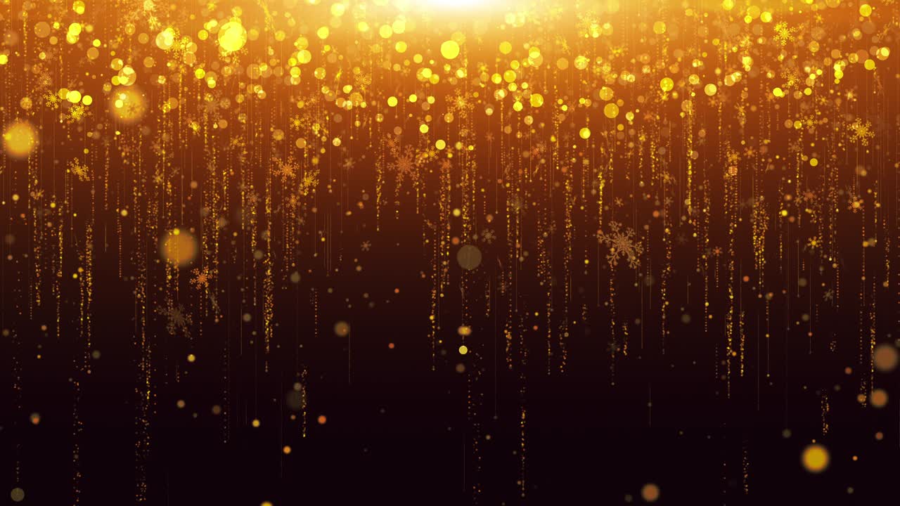 새해 축하 스노우플레이크 골드 글리터 배경과 반이는 빛, 빛나는 콘페티 효과