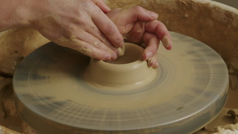 close up shot of pottery process