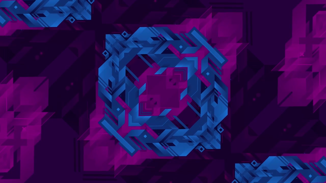 Seamless Loop of Blue and Magenta Abstract Geometric Shapes