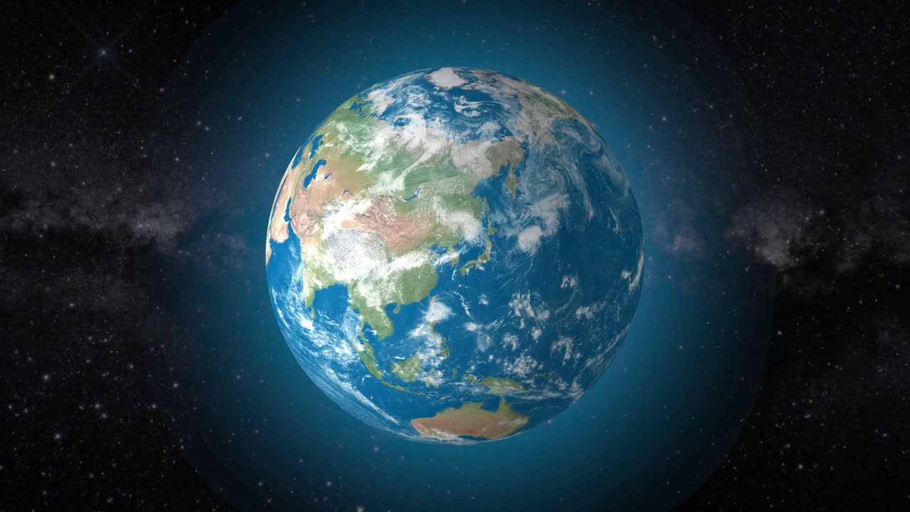 영화적 비디오 배경은 현실적인 지구가 회전하고, 남한 국가를 확대합니다. | 현실적인 지구 회전과 남한 국가의 4k 비디오 배경을 확대합니다.