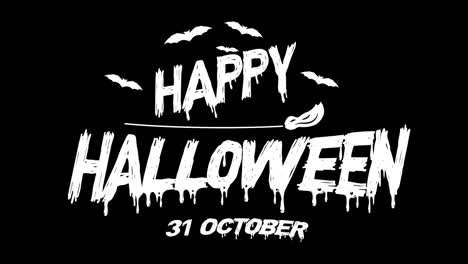 Fröhlicher-Halloween-Titel,-Text-31.-Oktober,-Motion-Graphics-Video,-Transparenter-Hintergrund-Mit-Alphakanal