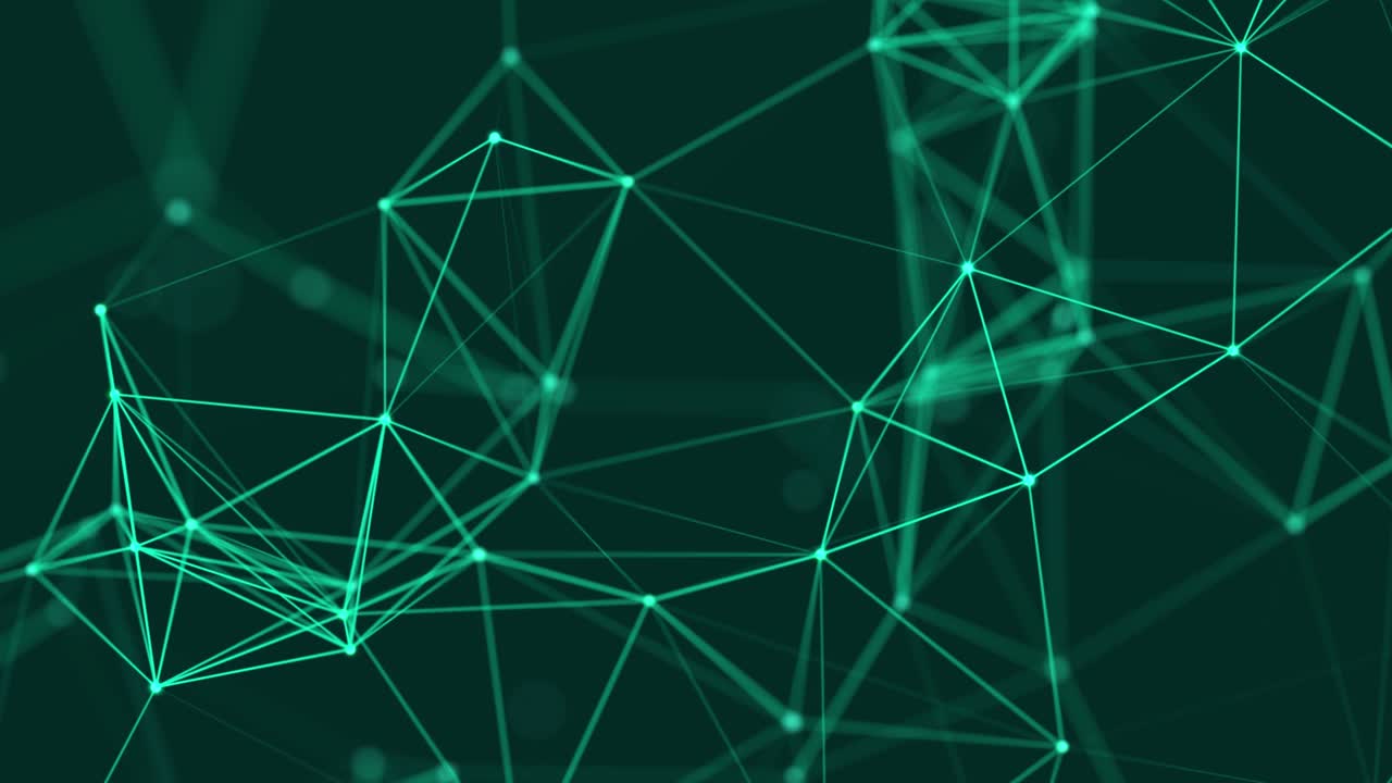 espacio poligonal abstracto con puntos y líneas de movimiento. tecnología de datos e ilustración científica. renderización 3d. bucle sin costuras. 4k