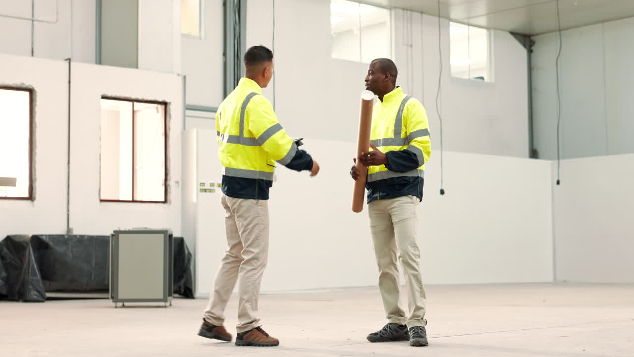construcción, ingeniería y hombres en el almacén