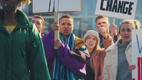 Protestors-With-Placards-And-Megaphone-On-Black-Lives-Matter-Demonstration-March-Against-Racism