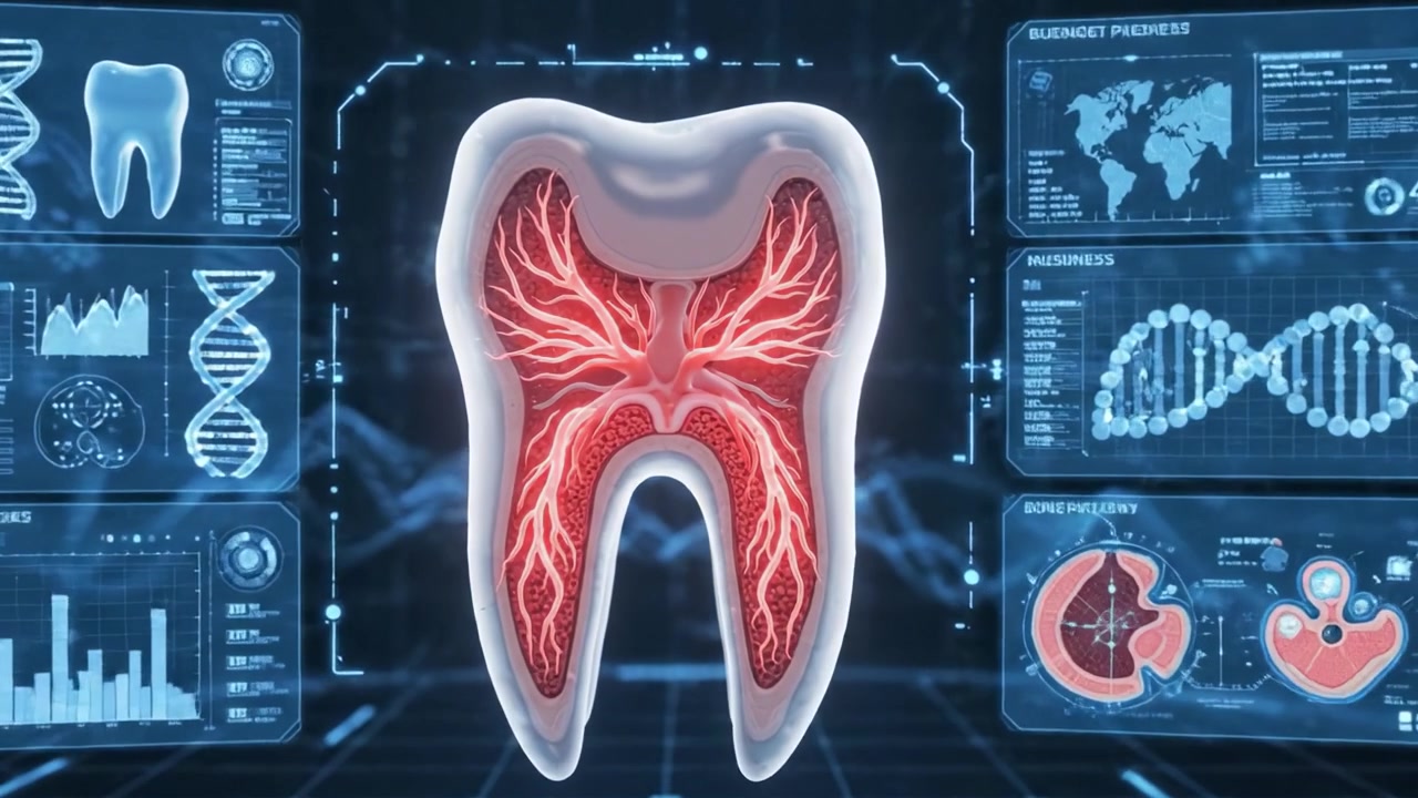Exploring the Digitalized Anatomy of a Tooth: A High-Tech Visualization of Dental Structures and Health Indicators with Interactive Data Insights