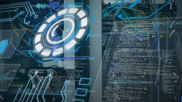 Animation of scope scanning and data processing over server room