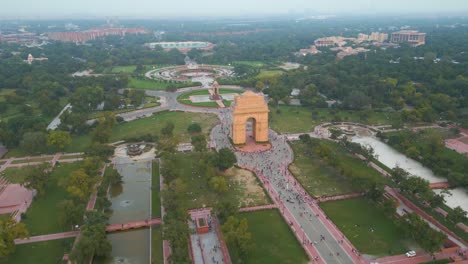 aerial view of india gate in new delhi, india