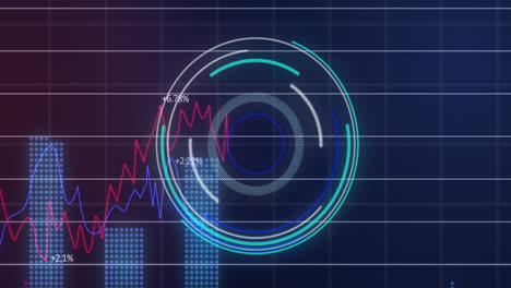animación del escaneo del alcance sobre el procesamiento de datos financieros