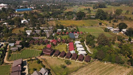 tourist residence in the pai nam now resort among greenery in the luxurious suburb of the city of pai in thailand on a sunny afternoon