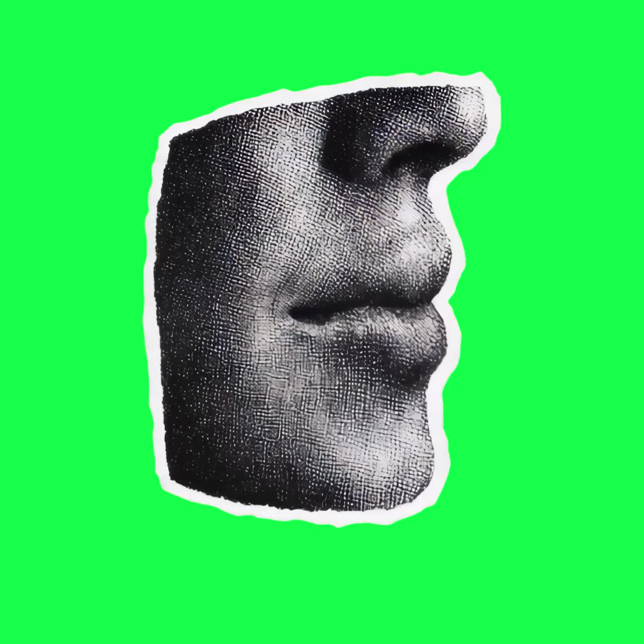 Animação de colagem de lábios vintage, vídeos em 4K transparentes, tela verde
