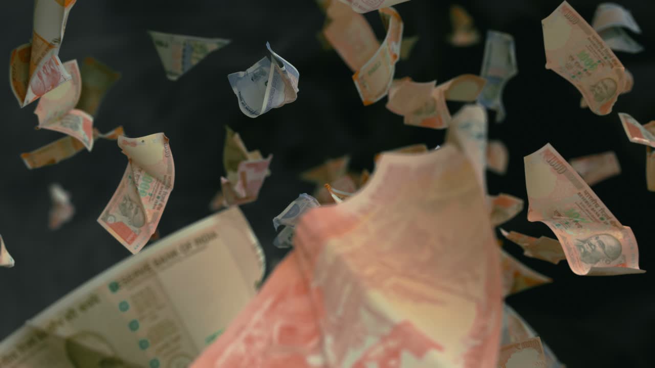 떨어지는 인도 루피 통화 4k 루프