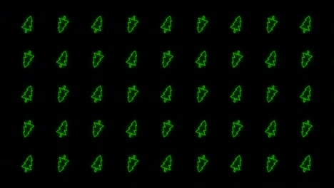 Weihnachtsbaum-Gekacheltes-Hintergrundanimationsmuster-In-Leuchtendem-Grün-Und-Schwarz