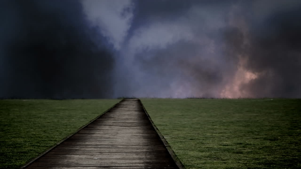 시골에서 천둥과 길