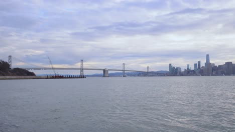 san francisco buildings and bay bridge view