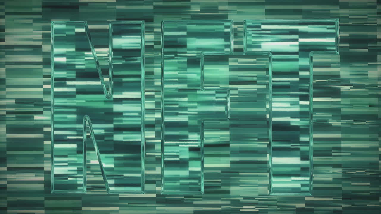 Animation of green nft text over green textured background