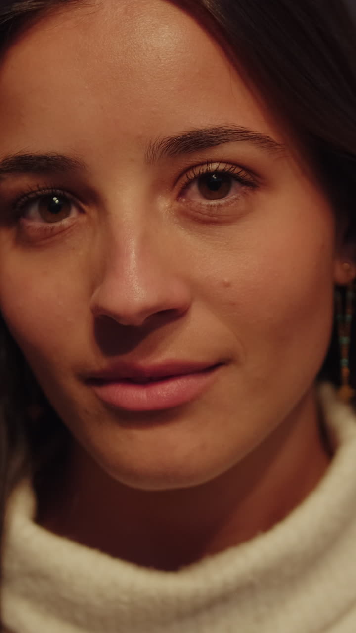 Confident Young Woman in Seville at Night