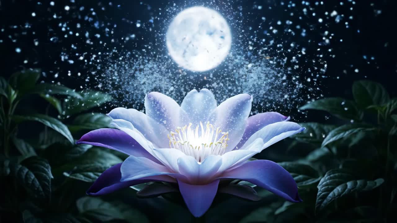 Magical Lotus Flower under the Moon
