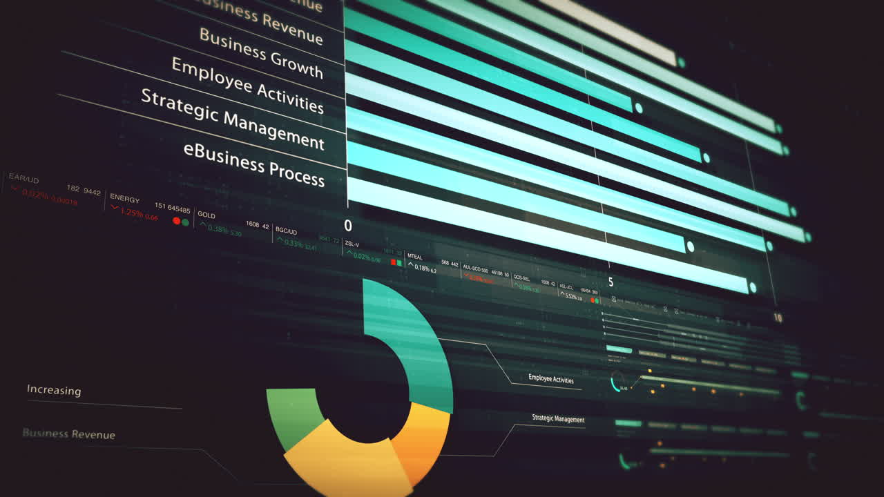visuales de datos dinámicos para gráficos de información de negocios, gráficos animados e insights basados en datos para una maqueta de reunión de negocios. explore el mundo del comercio, las bolsas de valores y la criptografía