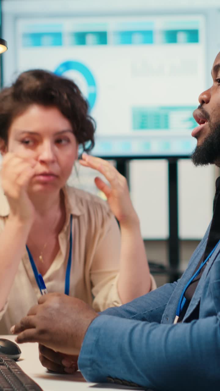 Vertical Video Businesswoman under pressure feeling frustrated with her coworker