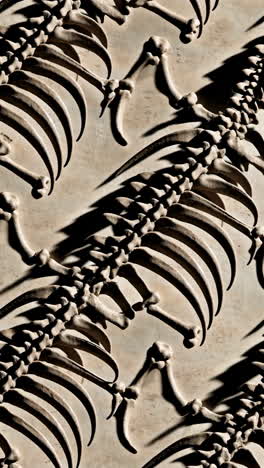 repeating pattern of fossilized skeletons