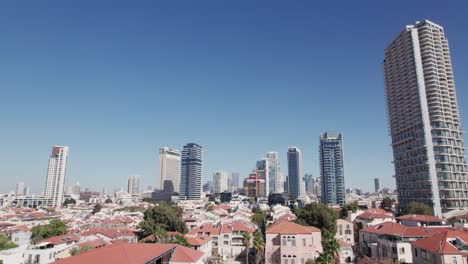 aerial view of neve tzedek tel aviv neighborhood - tilt up angle