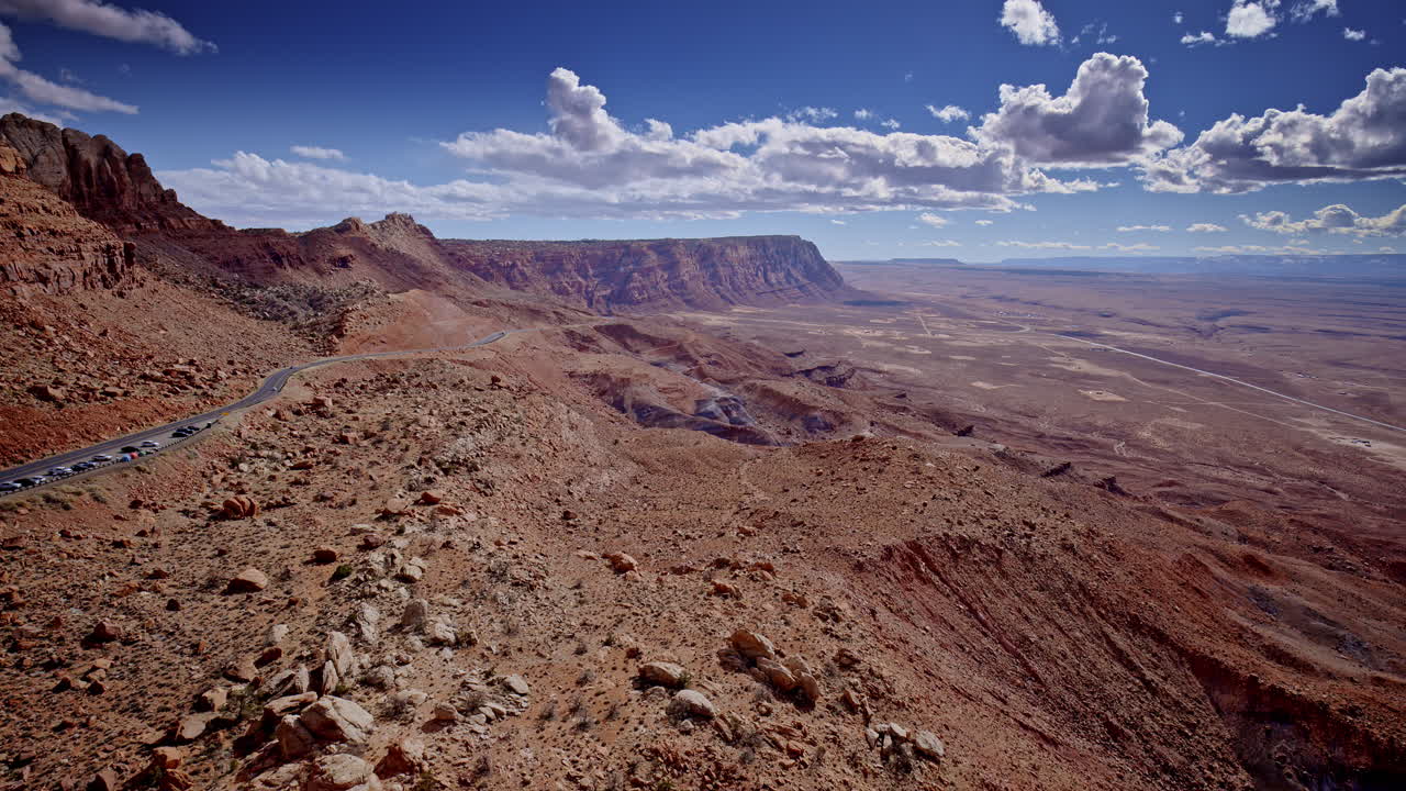 Elevated drone view capturing the striking contrasts in the toadstool hoodoos' landscape.