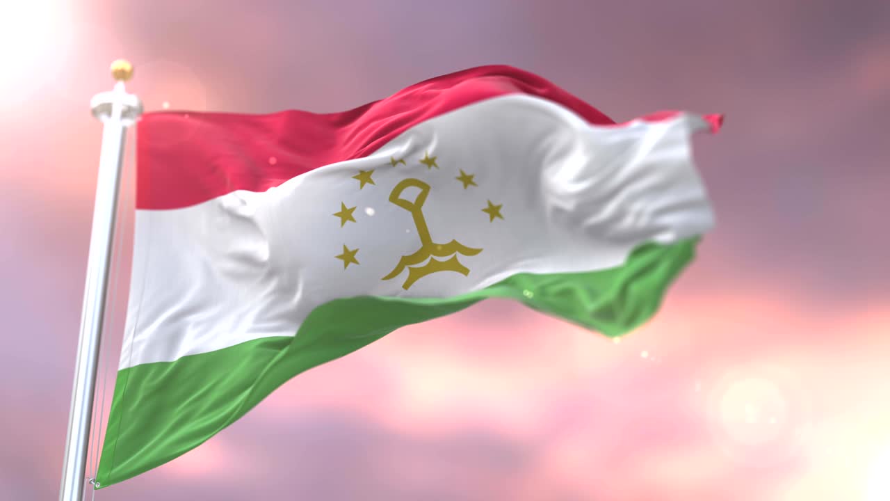 타지키스탄의 발이 바람에 흔들리고 서서히 해가 지면, 루프