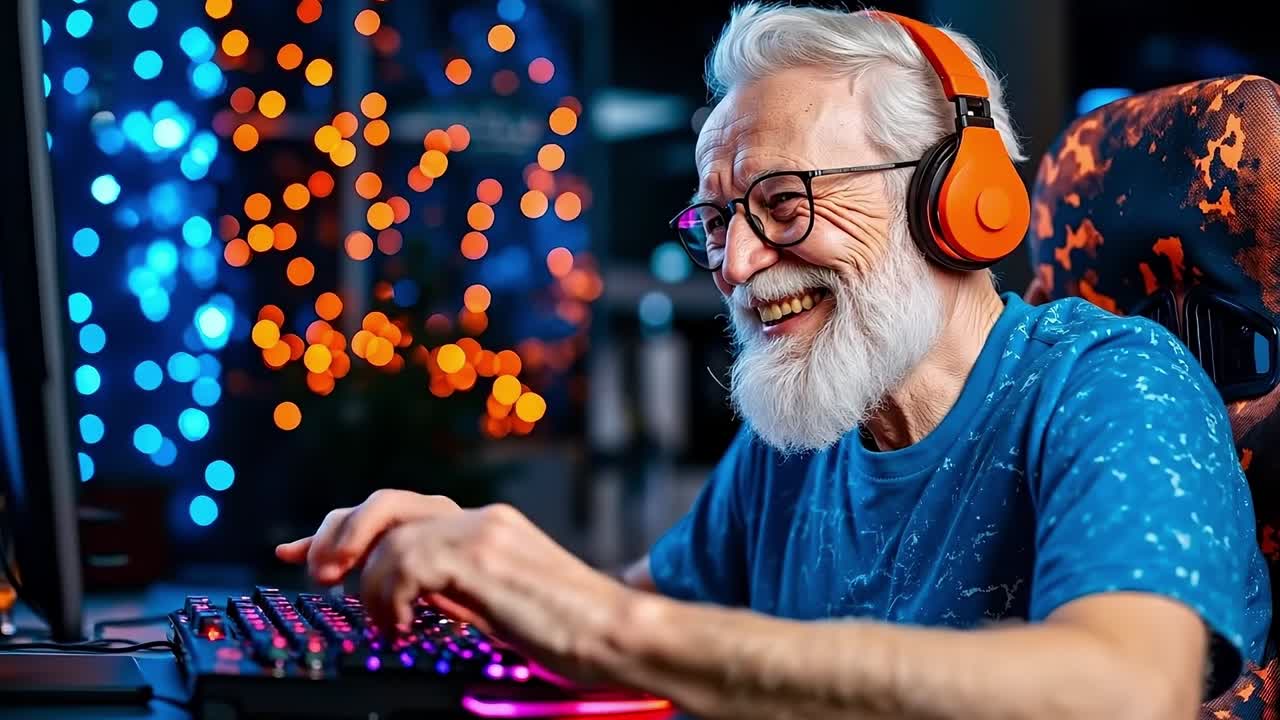 Un uomo con le cuffie che gioca a un videogioco al computer