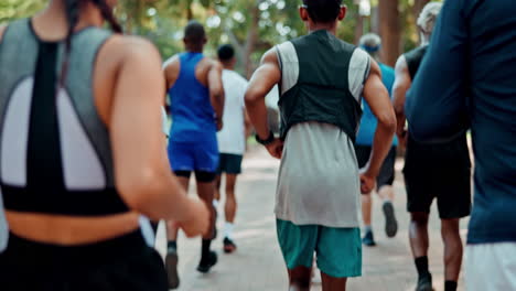 people running or walking in a park