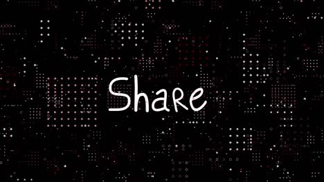 animation of share text over spots on black background