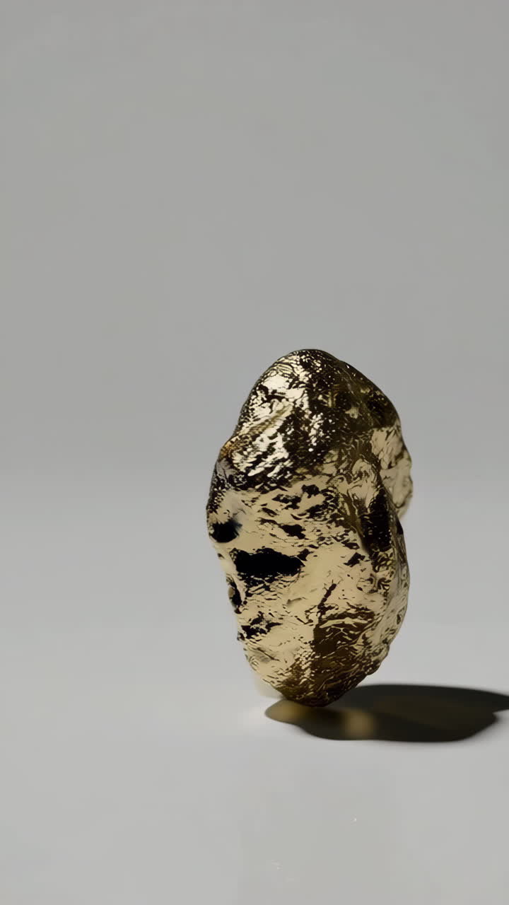 Close-Up of a Simple Golden Ring on a Reflective Surface