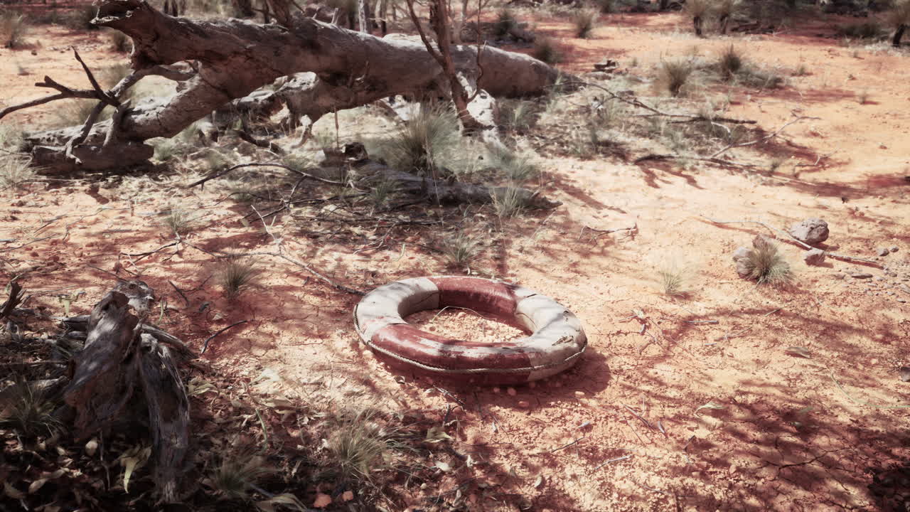 life ring buoy in desert beach