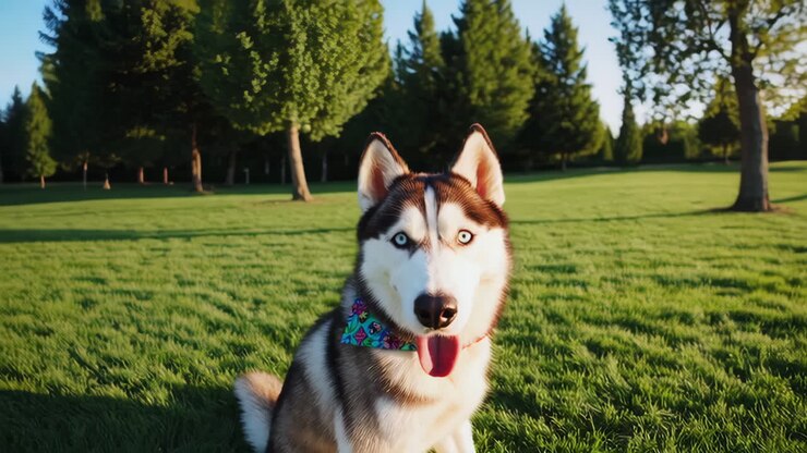 A Siberian Husky Enjoying a Sunny Day in the Park