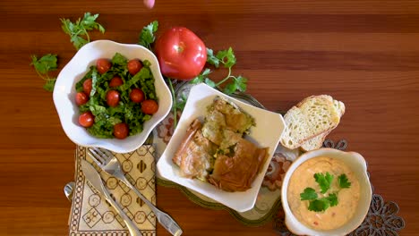 healthy mediterranean cuisine, three dishes concept for lunch or dinner