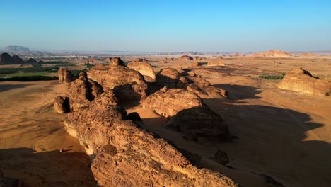 drone shot vast arid desert landscape that looks like surface of moon