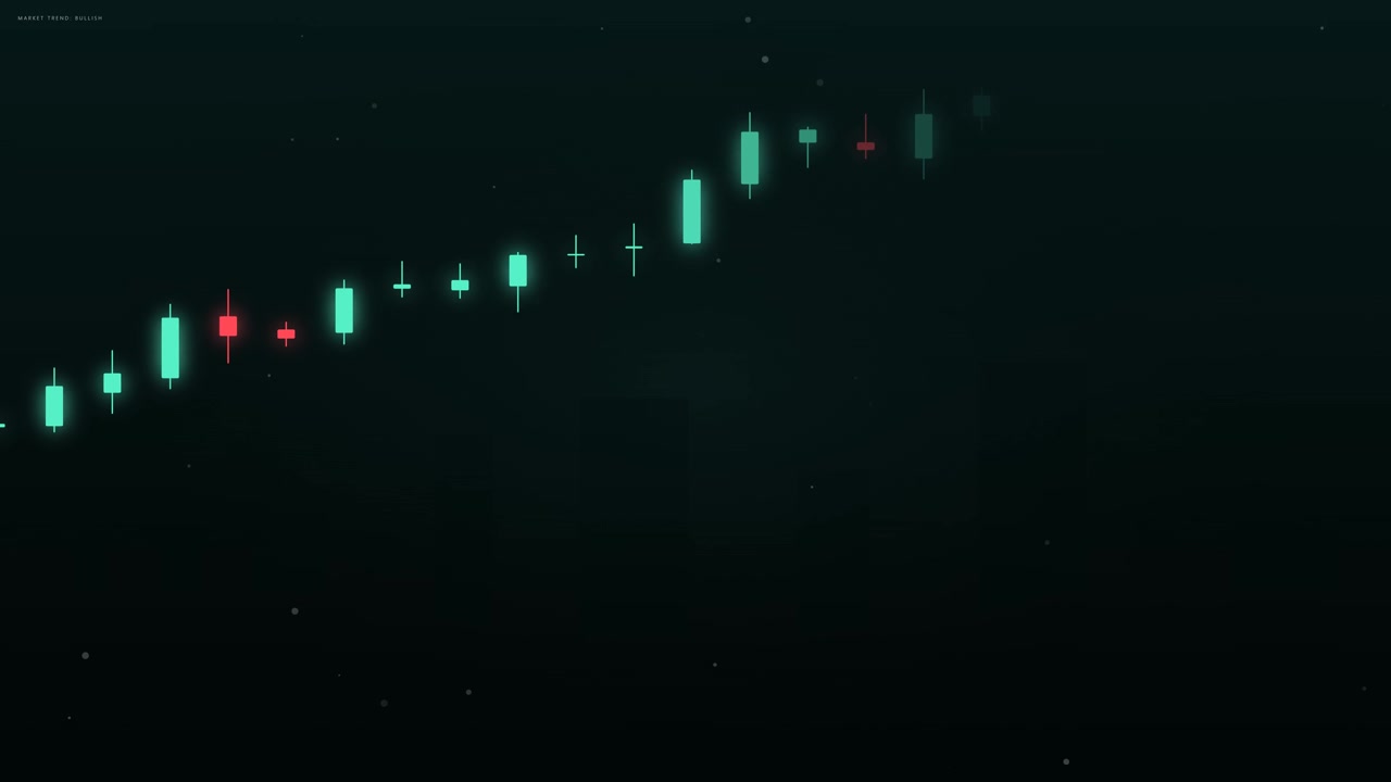 Animated Financial Candlestick Chart Showing Market Growth