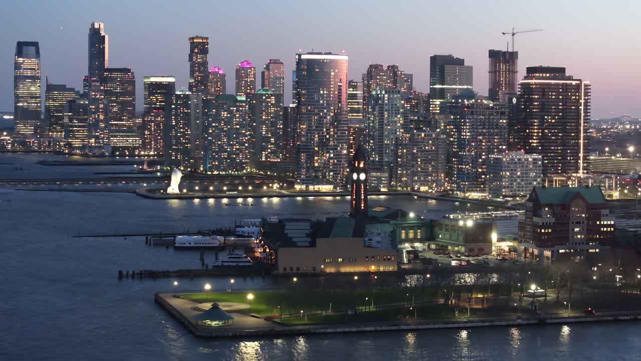 Aerial view of Hoboken New Jersey at night