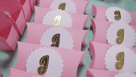 handmade gift boxes for birthday or wedding, pink and violet decor