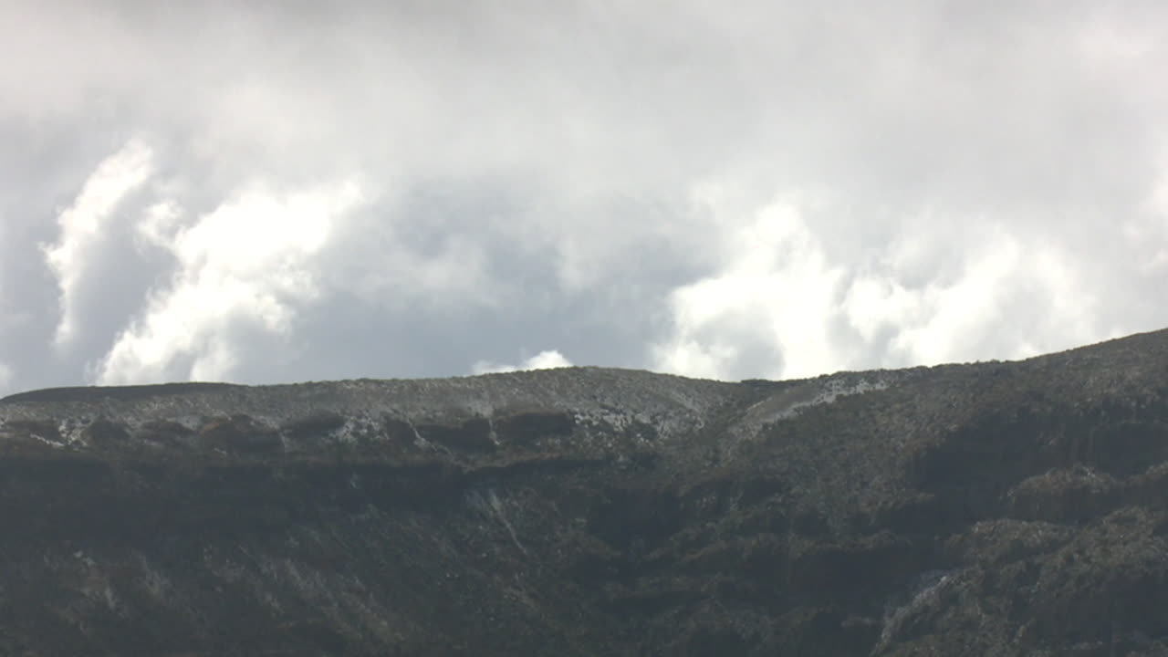 Mountain peak with snow and clouds