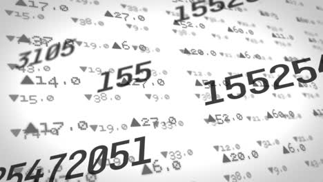 digital animation of changing numbers against stock market data processing on grey background