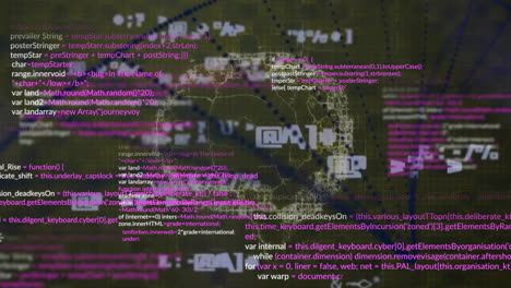 Animation of human brain and data processing over dark background