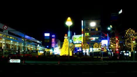 night lapse 4k at kichijouji station wide shot zoom out