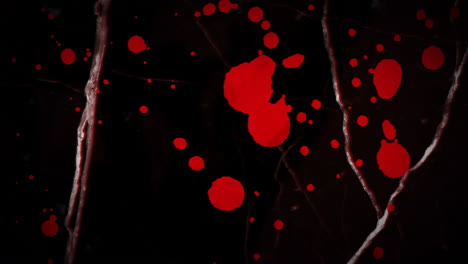 animation of red splashes and moving and changing texture and copy space on black background