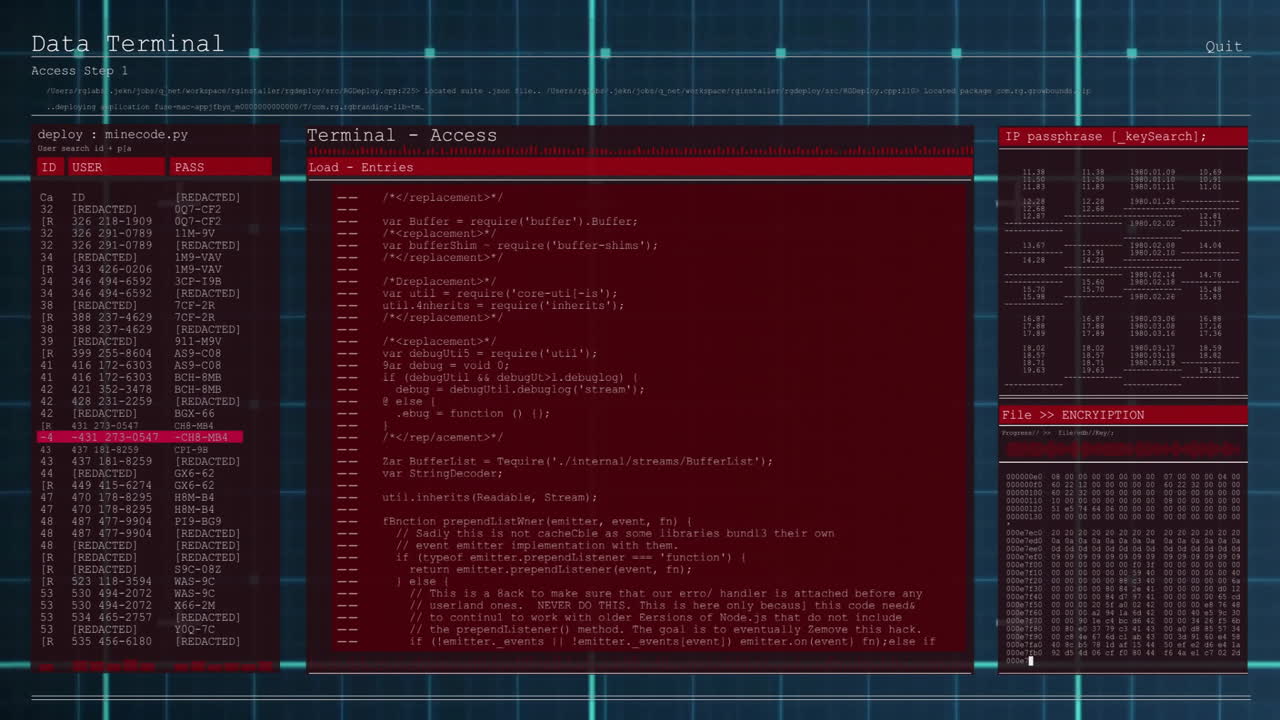 animación del procesamiento de datos digitales en pantallas con fondo oscuro